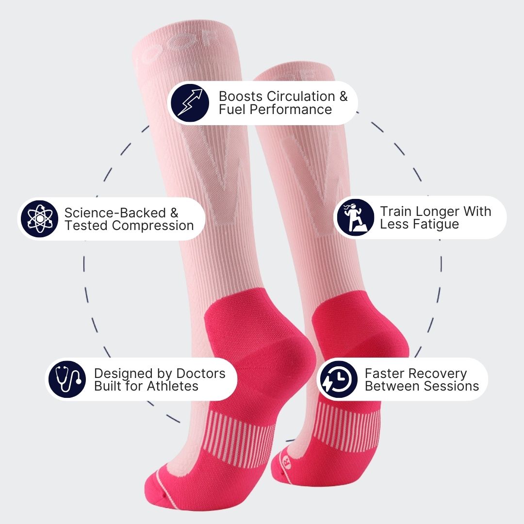 Performance Compression Socks, Pink and Fluro Pink